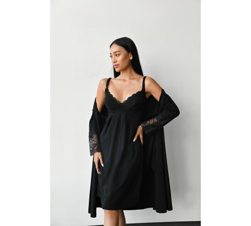 mamindom 24182 cămașă de noapte pentru gravide și alăptare 3xl (negru)