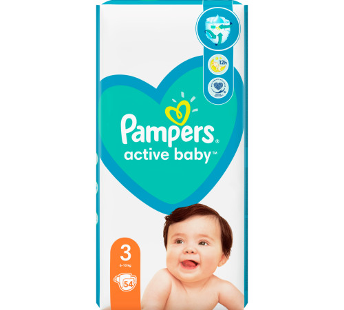 pampers active baby midi 3 (6-10 кг) 54 шт.