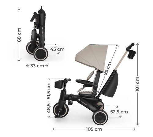 kinderkraft triciclu pliabil jazz 3 (bej)