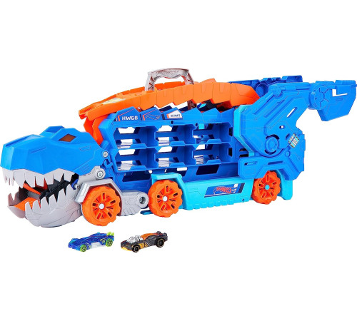 hot wheels hng50 mega transportor "t-rex" cu 2 mașini