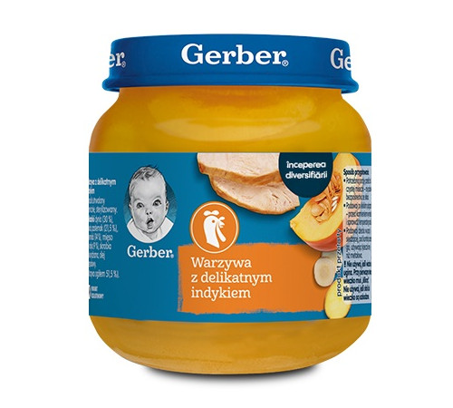  gerber piure de legume cu carne de curcan (5 luni+) 125 gr.