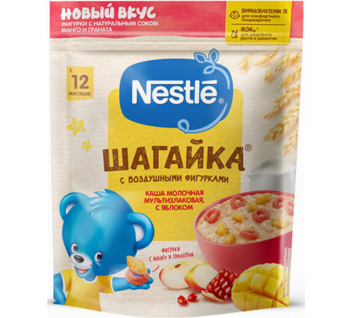 Детское питание в Молдове Nestle Каша молочная Шагайка мультизлаковая с фигурками яблоко-манго-гранат 190 гр. (12 м+) Детское питание в Молдове nestle Каша молочная Шагайка мультизлаковая с фигурками яблоко-манго-гранат 190 гр. (12 м+)