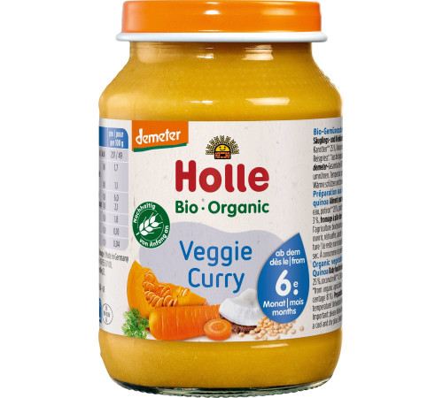 Питание и аксесcуары в Молдове holle bio organic Пюре Карри из овощей (6 м+) 190 гр.