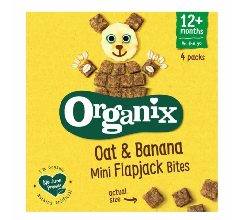 Питание и аксесcуары в Молдове organix Кубики bio из цельнозернового овса и банана flapjack (12 м+) 80 гр.