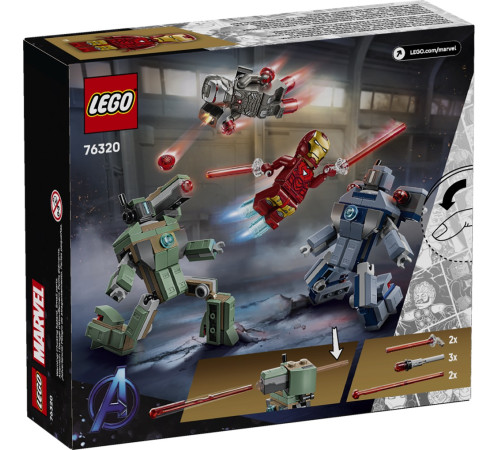  lego marvel 76320 Конструктор "Железный человек и Военная машина против дронов-молотов" (204 дет.)
