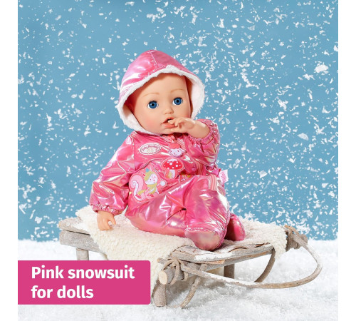 zapf creation 709597 salopetă de iarnă baby annabell roz metalizat (43 cm)
