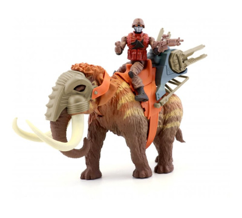 primal clash 37076lt figurină de dinozaur cu călăreț "triceratops/mamut" in sort.