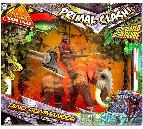 primal clash 37076lt  Фигурка динозавра с наездником "Трицератопс/Мамонт" в асс.