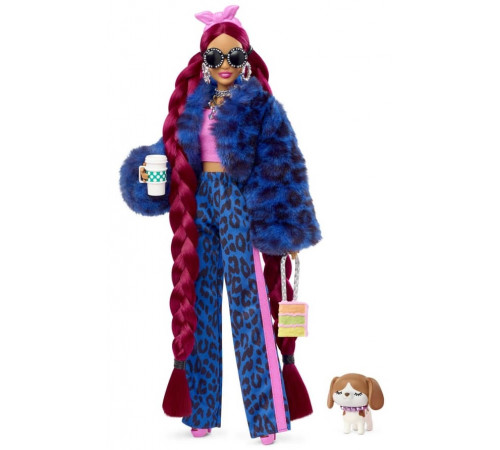 Детский магазин в Кишиневе в Молдове barbie hhn09 Кукла "extra"  в синем леопардовом костюме