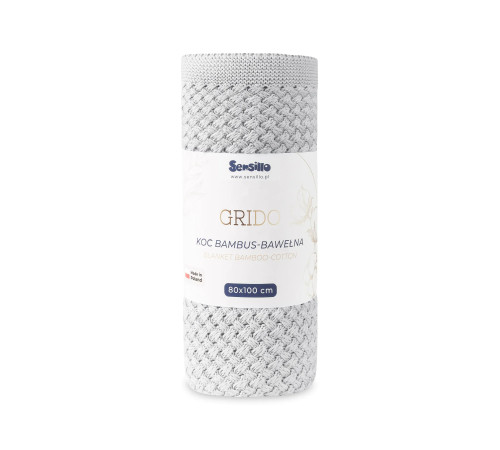 sensillo-43482 pătură tricotată din bambus pentru copii "grido" (80x100 cm) gri