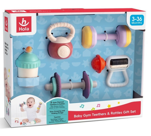 hola toys he7900 set jucării gingivale "sport" (5 buc.)