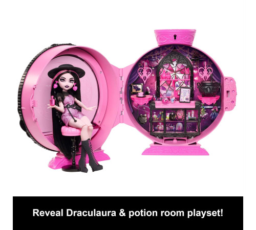 monster high jkd76 set de joacă cu păpușă "amera secretă cu elixire a lui draculaura"