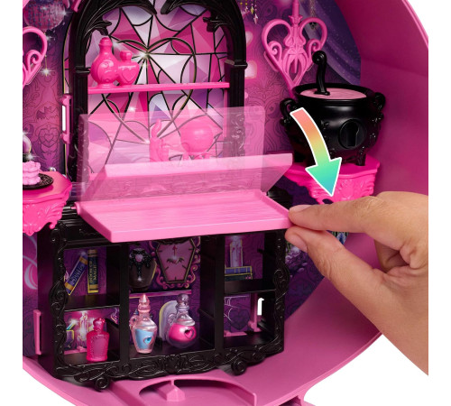 monster high jkd76 set de joacă cu păpușă "amera secretă cu elixire a lui draculaura"
