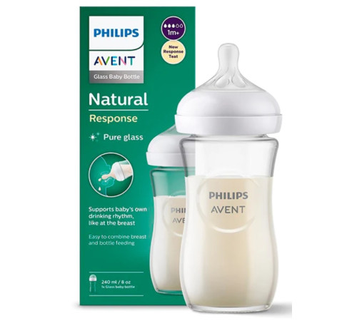 avent scy933/01 Бутылочка стеклянная "natural 2.0" 240 мл. (1 м+) 1 шт.