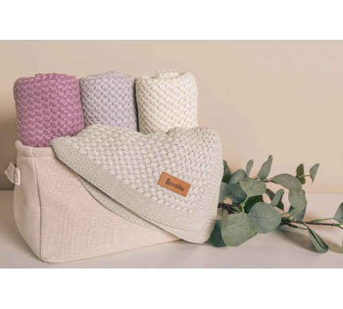 sensillo-43481 pătură tricotată din bambus pentru copii "grido" (80x100 cm) warm beige