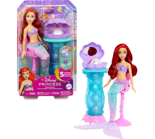 disney princess jbf86 păpușa "ariel" cu măsuță de toaletă sidef