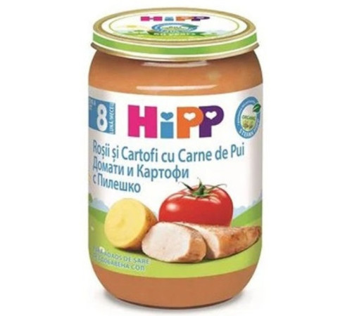 hipp 6510 piure de pui cu cartofi si rosii (8 m+) 220 gr.