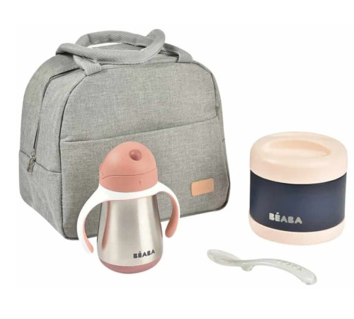  beaba set pentru pranz termo de calatorie (4 piese) roz
