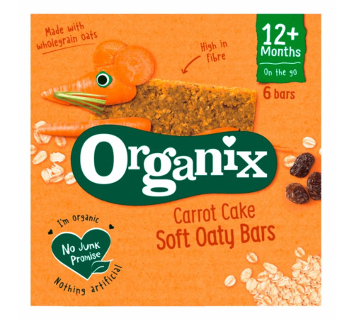 Organix Батончики Bio из цельнозернового овса с морковью и изюмом (12 м+) 138 гр Питание и аксесcуары в Молдове organix Батончики bio из цельнозернового овса с морковью и изюмом (12 м+) 138 гр