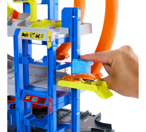 hot wheels jbm74 Игровой набор "Гараж с мега петлей"