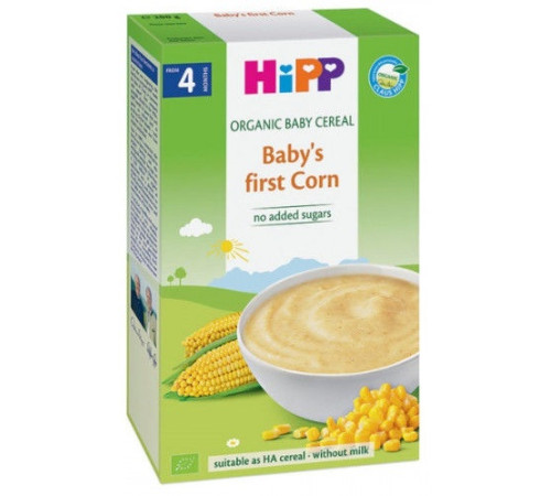 hipp 2840 terci de porumb organic fără lactate (4 m+) 200 gr.