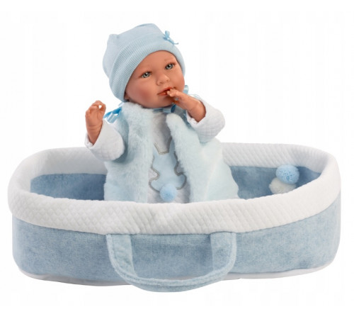 llorens 74011 păpușă interactivă "mimo lloron capazo celeste" (40 cm.)