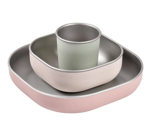  beaba set de veselă pentru bebeluși din oțel inoxidabil "cotton candy" b913637