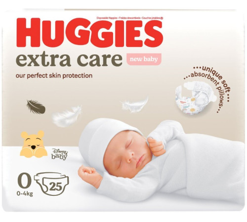  huggies extra care 0 (0-4 kg.) 25 buc.