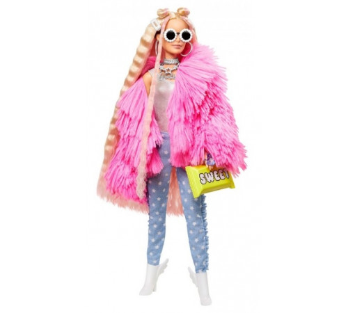  barbie grn28 păpușa barbie "extra" într-o haină de blană roz 