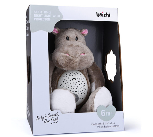 kaichi kaypil025ka312 jucărie de pluș cu proiector și sunete "hippo"