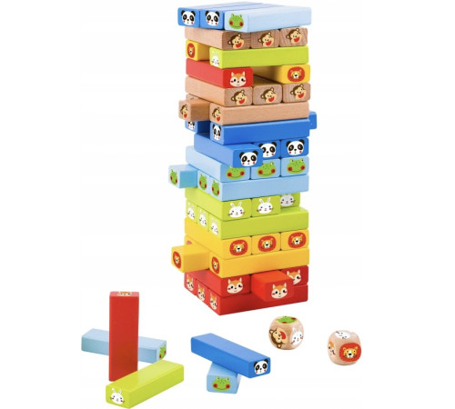 tooky toy ty704a joc jenga din lemn „animale”