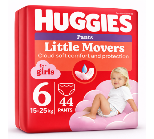  huggies Трусики little movers girl 6 (16-22 кг.) 44 шт.