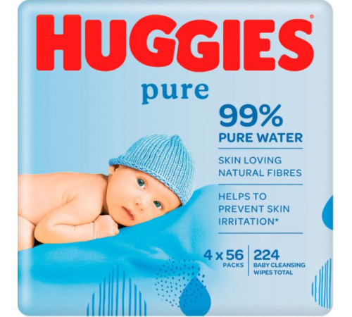huggies Влажные салфетки "huggies pure" (224 шт.)
