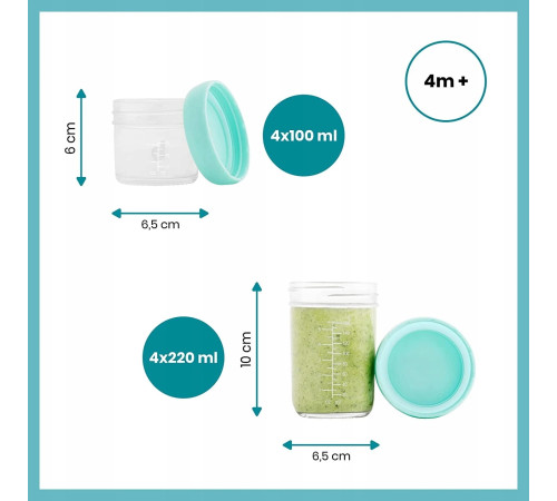 babymoov a004312 set de 8 recipiente din sticlă (4x120ml, 4x240ml)