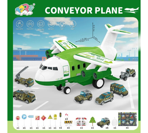 Jucării pentru Copii - Magazin Online de Jucării ieftine in Chisinau Baby-Boom in Moldova 41483 avion transformabil cu mașini și covoraș (lumină și sunet) verde