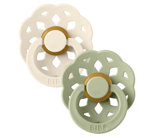  bibs suzeta rotunda din latex "boheme" ivory & sagea (0-6 luni) 2 buc. 