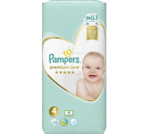  pampers premium care 4 (9-14 кг.) 52 шт.