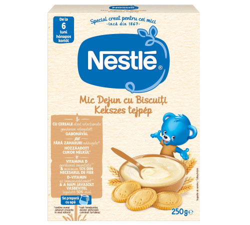 nestle cereale cu lapte și biscuiți 250 gr. (6 m+)