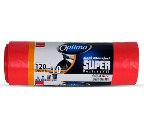 Бытовая химия в Молдове Sano Пакеты для мусора Optima красные (120 л) 10 шт. 007093  sano Пакеты для мусора optima красные (120 л) 10 шт. 007093