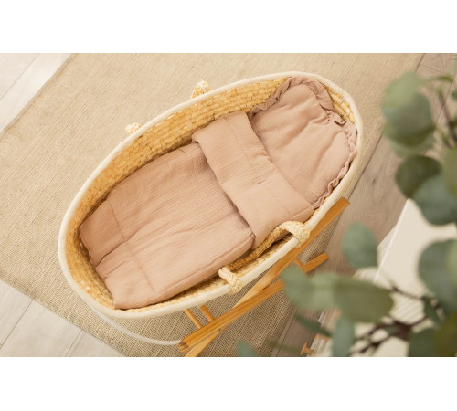 sensillo-45012 set de lenjerie din muslin pentru cărucior (2 el.) bej