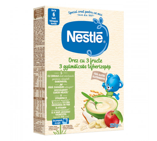 nestle terci de orez cu 3 fructe cu lapte 250 gr. (6 m+)