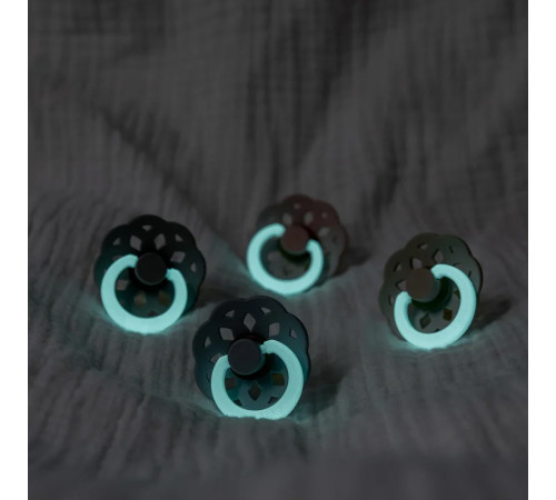 bibs suzeta rotunda din latex "boheme" glow (0-6 luni) sage