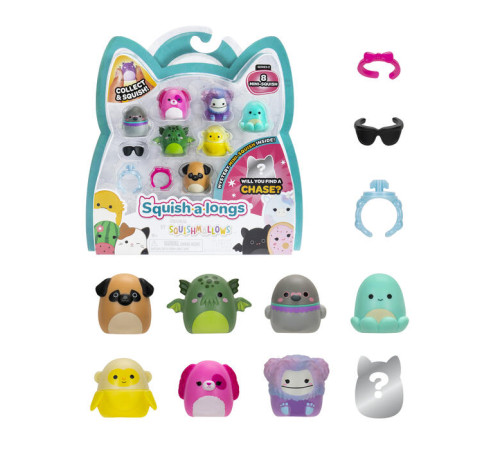 squishmallows sqal0021 set de 8 figurine "squish-a-longs" (2,5 cm.) 