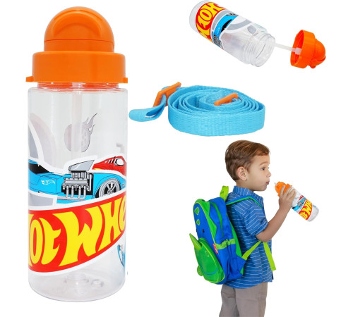 kids licensing hw00011 Бутылка тритановая с ремешком "hot wheels" (500 мл)
