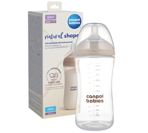  canpol 35/402 biberon anti-colici "natural shape duoflex" (6 luni+) 330 ml.