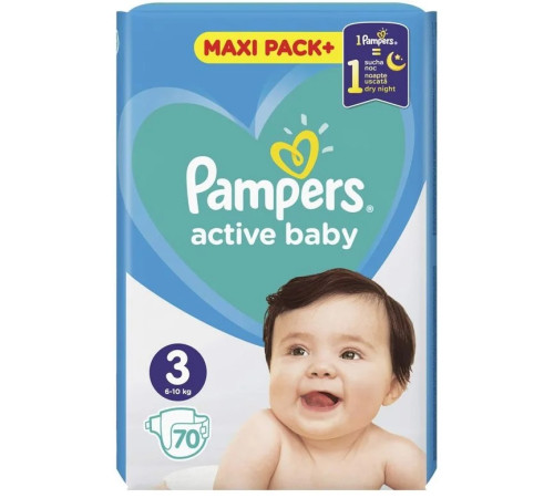  pampers active baby 3 (6-10 кг.) 70 шт.