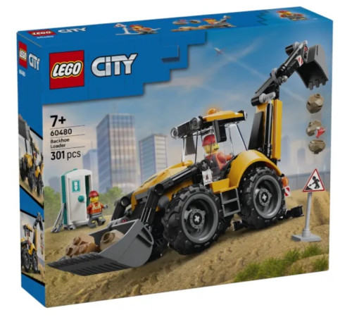  lego city 60480 Конструктор "Желтый экскаватор-погрузчик" (301 дет.)