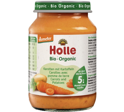 holle piure de morcov si cartofi (4 luni+) 190 gr.