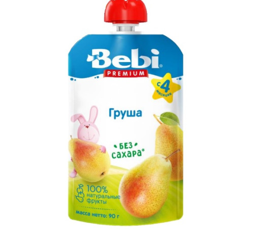 Детское питание в Молдове bebi premium Пюре груша (4 м+) 90 гр.