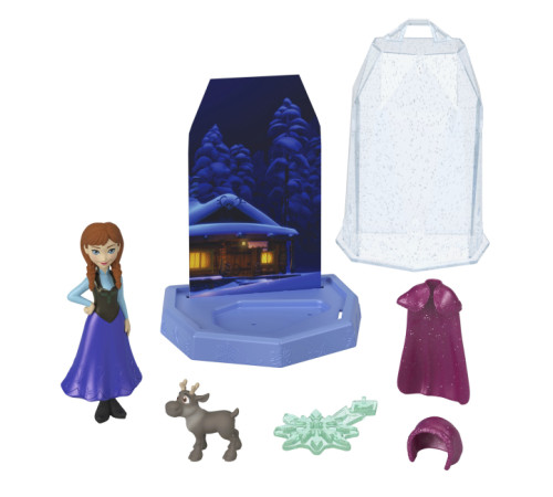 disney princess hrn77 set surpriza cu papusa frozen snow color reveal "prin gheață"